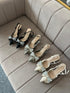 High Quality Crystal Bow Decor Slid On Kitten Heels